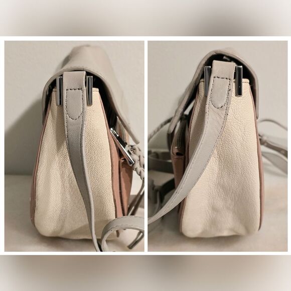 VINCE CAMUTO Colorblock Ayla Pastel Genuine Leather Crossbody Saddle Bag - Picture 5 of 8
